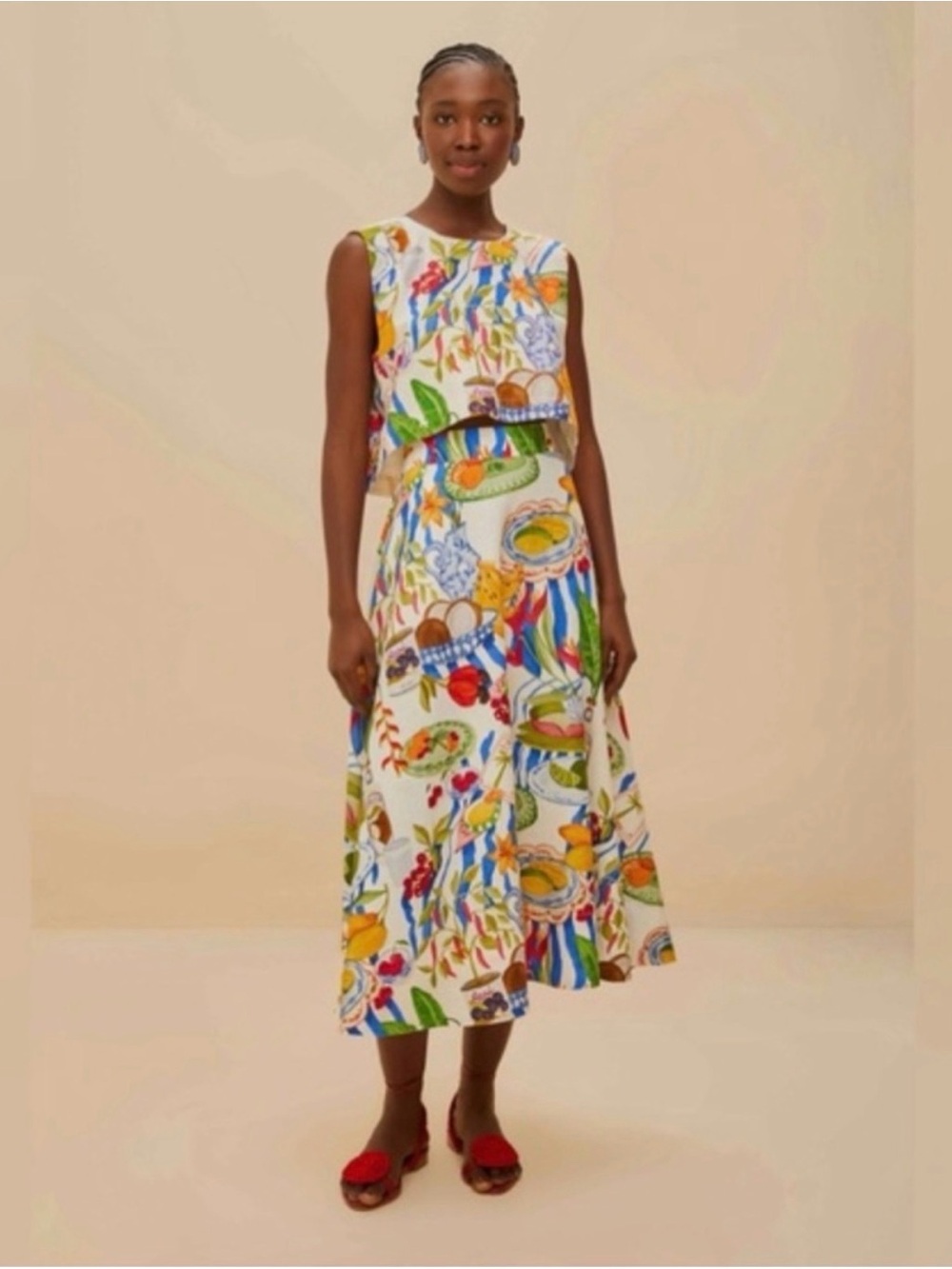 FARM Rio Off-White Fresh Table Midi Skirt - Picture 2 of 4